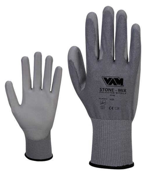 Coppia Guanti Stone Mix Spalmati In Nitrile Grigio Taglia M