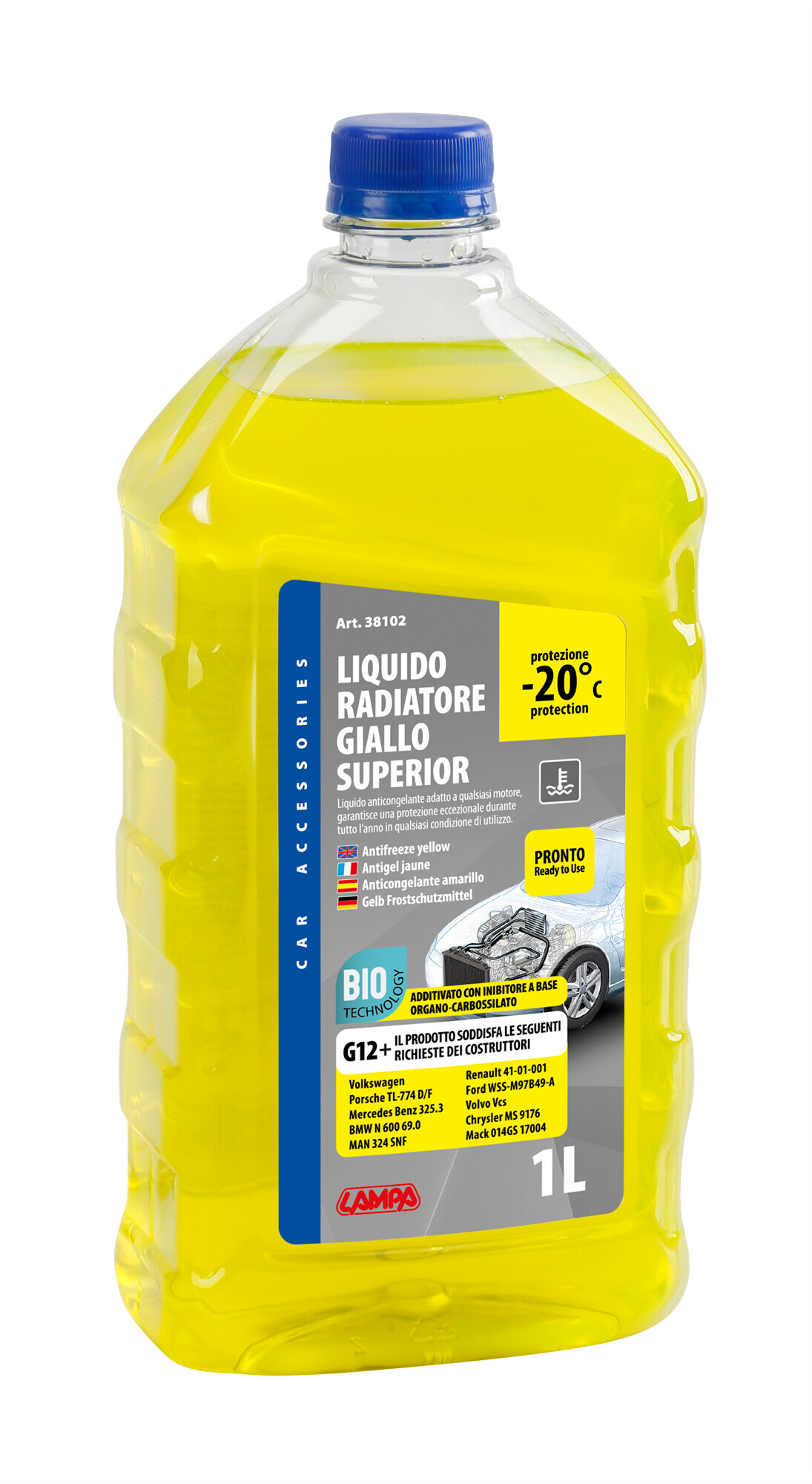 SuperioR-Giallo G12+, Liquido Antigelo Radiatore (-20°c) - 1 L