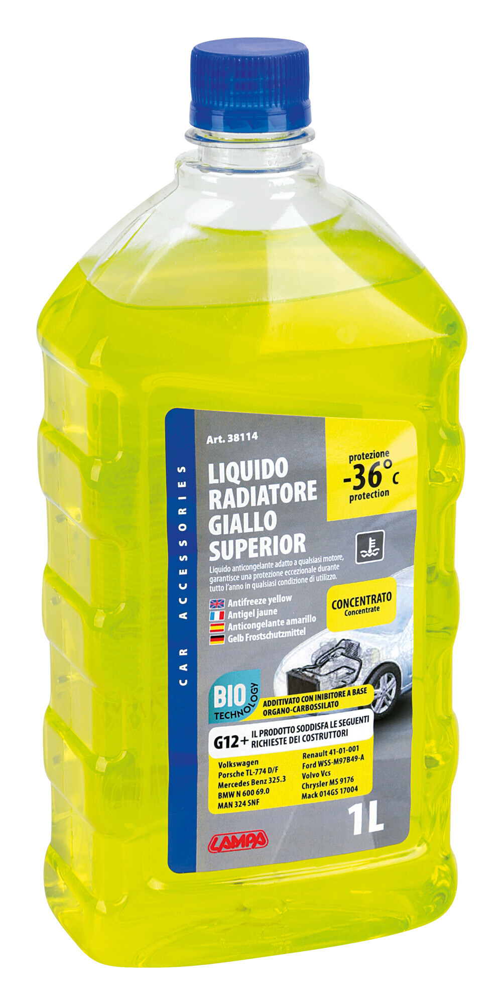SuperioR-Giallo G12+, Liquido Antigelo Radiatore (-36°c) - 1 L