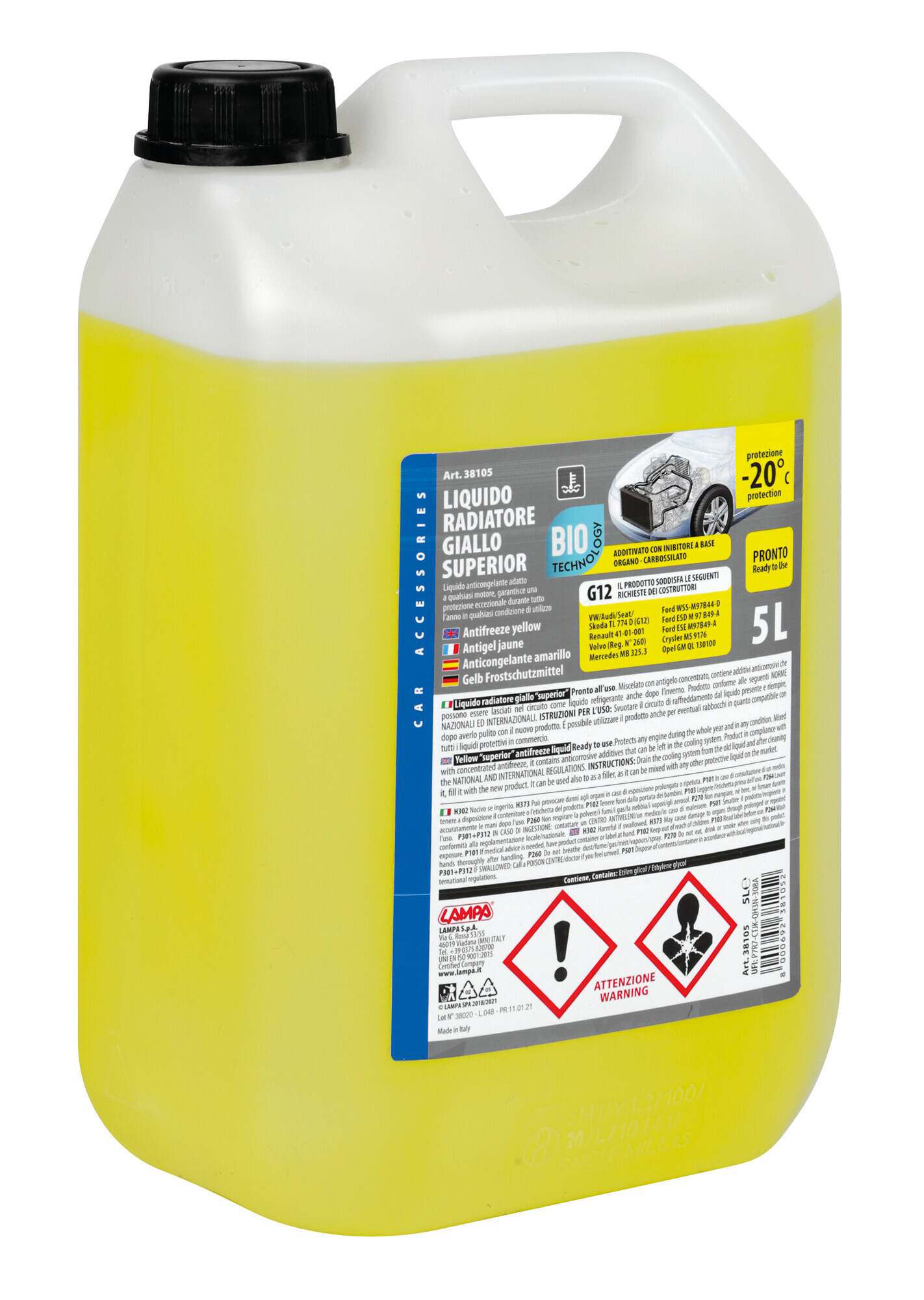 SuperioR-Giallo G12+, Liquido Antigelo Radiatore (-20°c) - 5 L