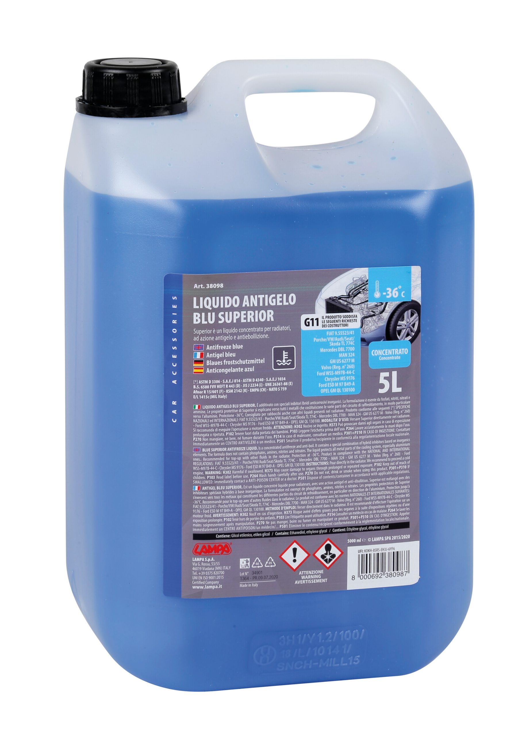SuperioR-Blu G11, Liquido Antigelo Radiatore (-36°c) - 5 L
