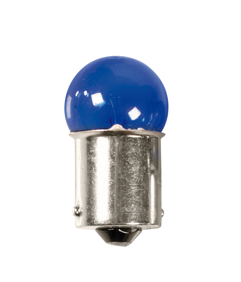 12v Blue Dyed Glass, Lampada Sferica - (r5w) - 5w - Ba15s - 2 Pz - Scatola