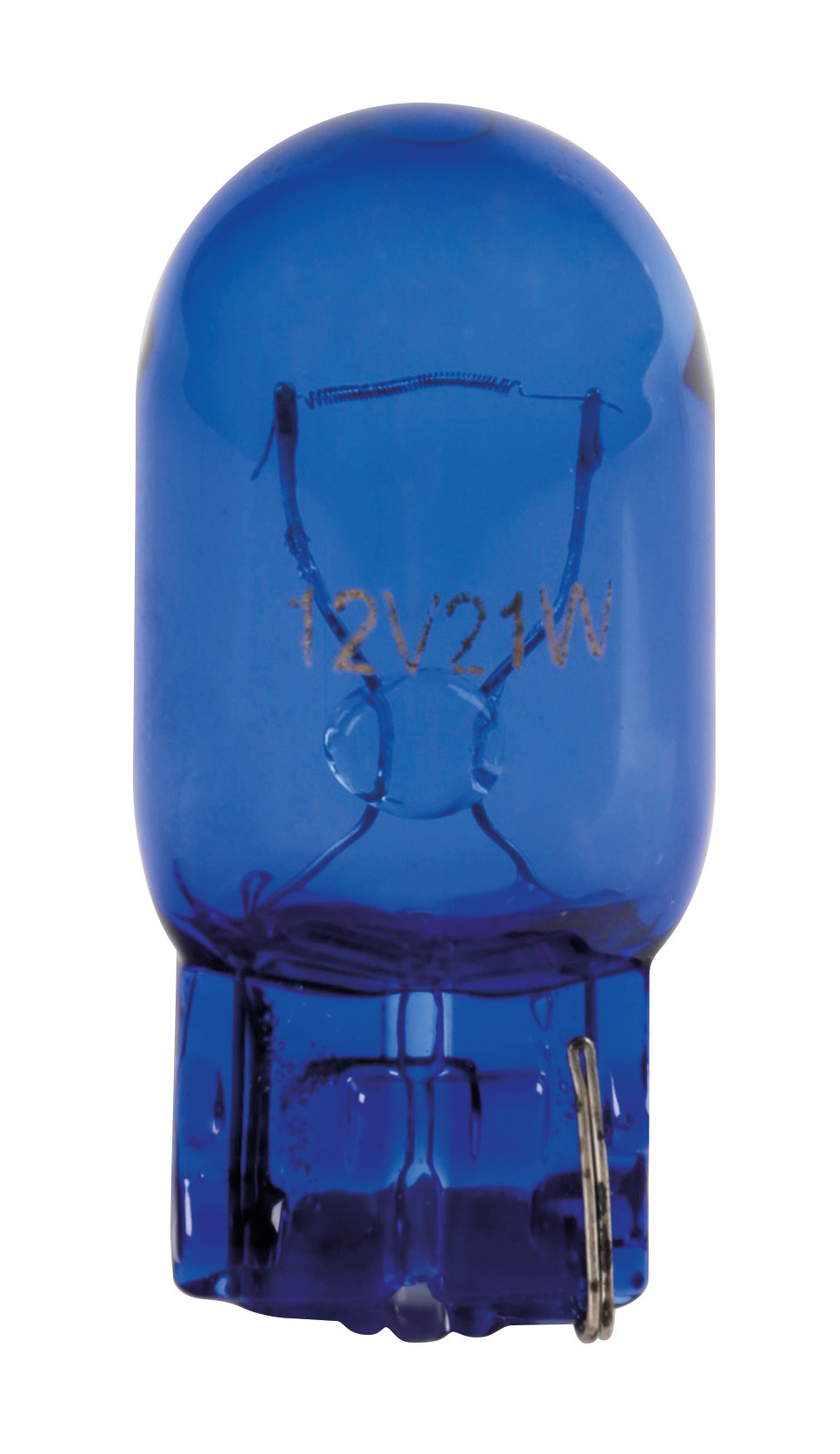 12v Blue Dyed Glass, Lampada Zoccolo Vetro - (w21w) - 21w - W3x16d - 2 Pz - Scatola