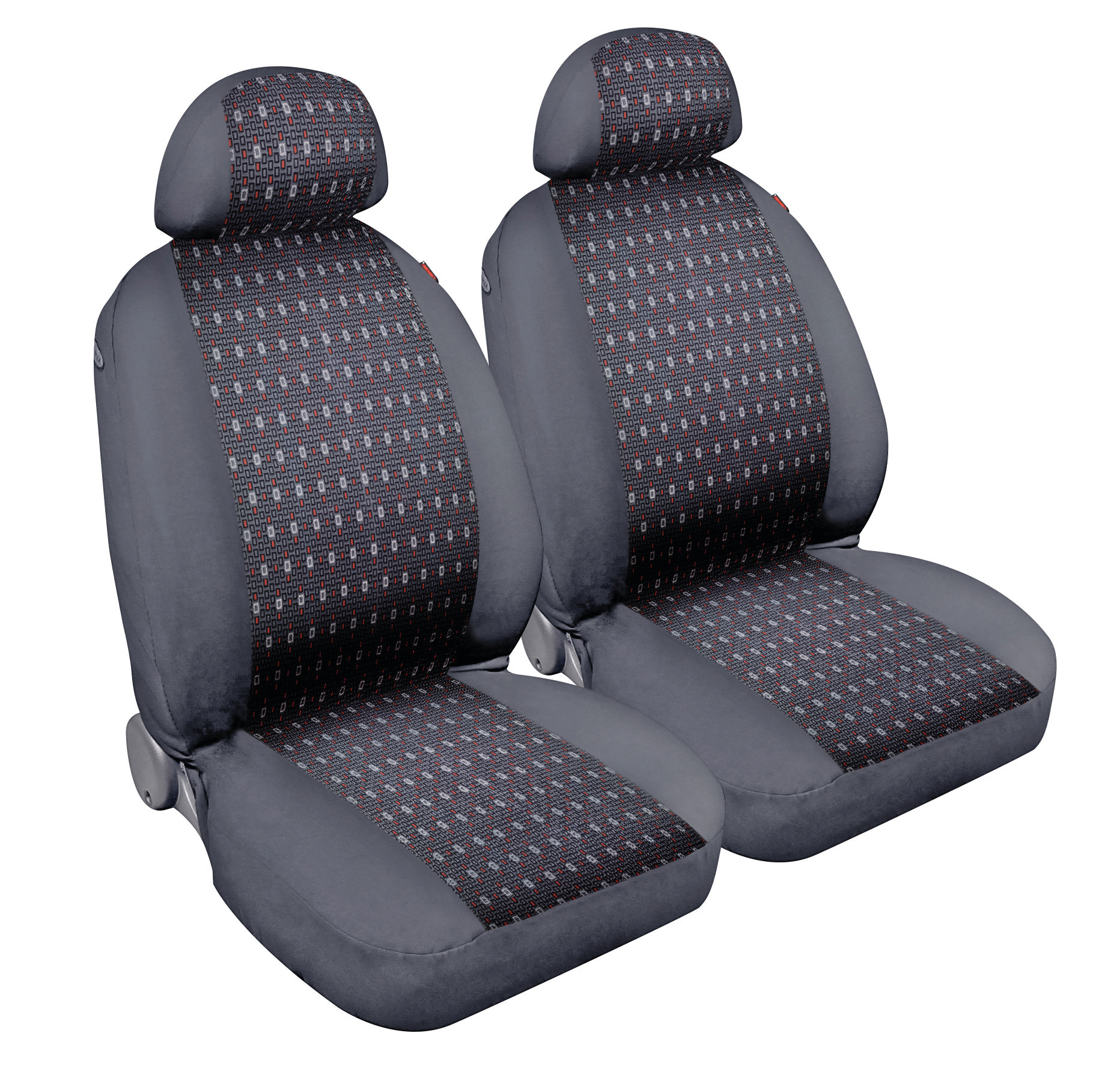 Square, Coppia Coprisedili Anteriori In Jacquard - Rosso