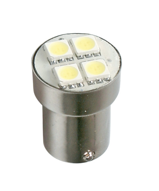 24v Led Series - 4 Smd X 3 Chips - (p21w) - Ba15s - 1 Pz  - D/blister - Blu - Doppia Polarità