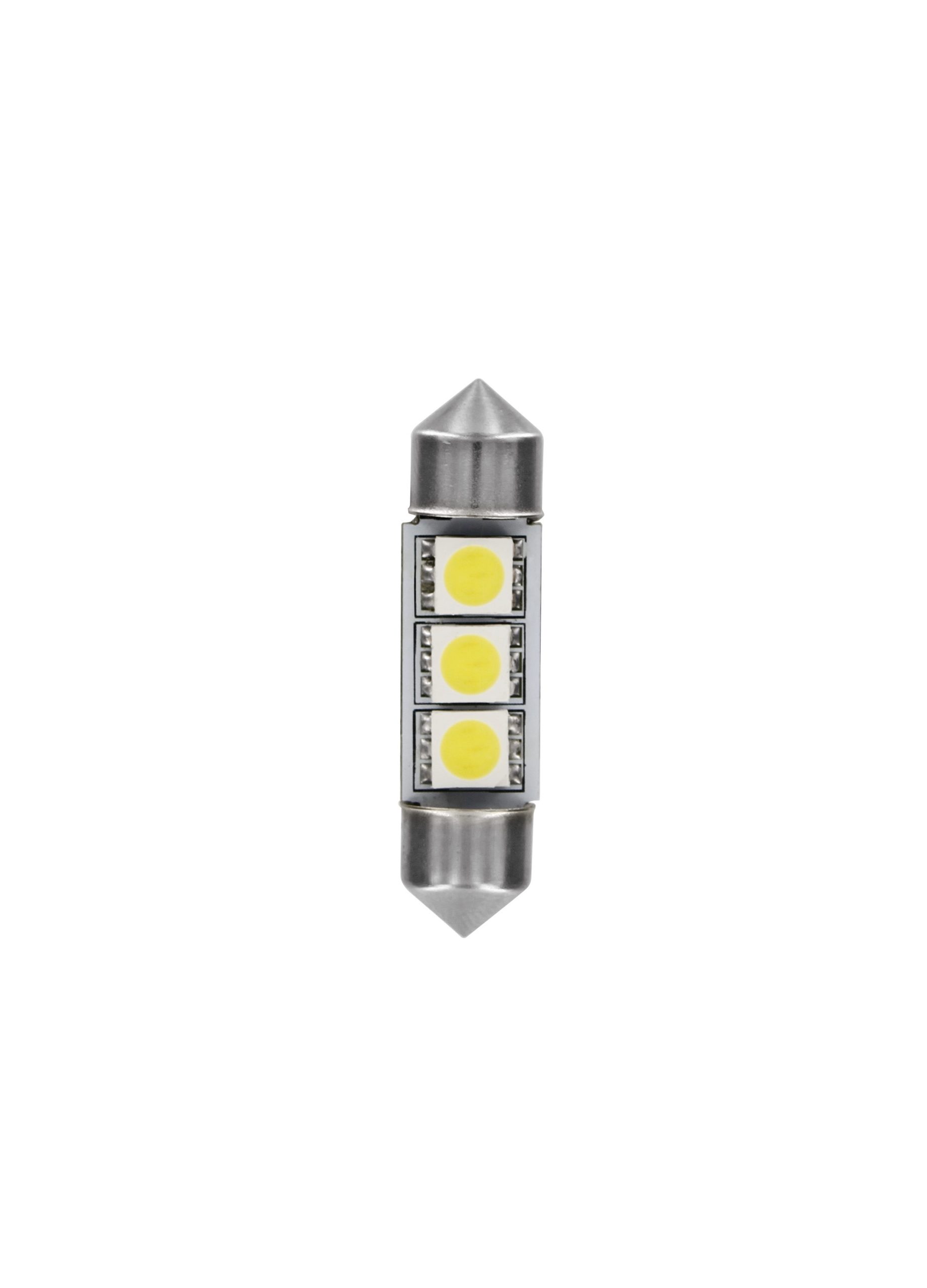 24/28v Led Series - 3 Smd X 3 Chips - (c5w) - 10x36 Mm - Sv8,5-8 - 2 Pz  - Scatola - Bianco - Doppia Polarità