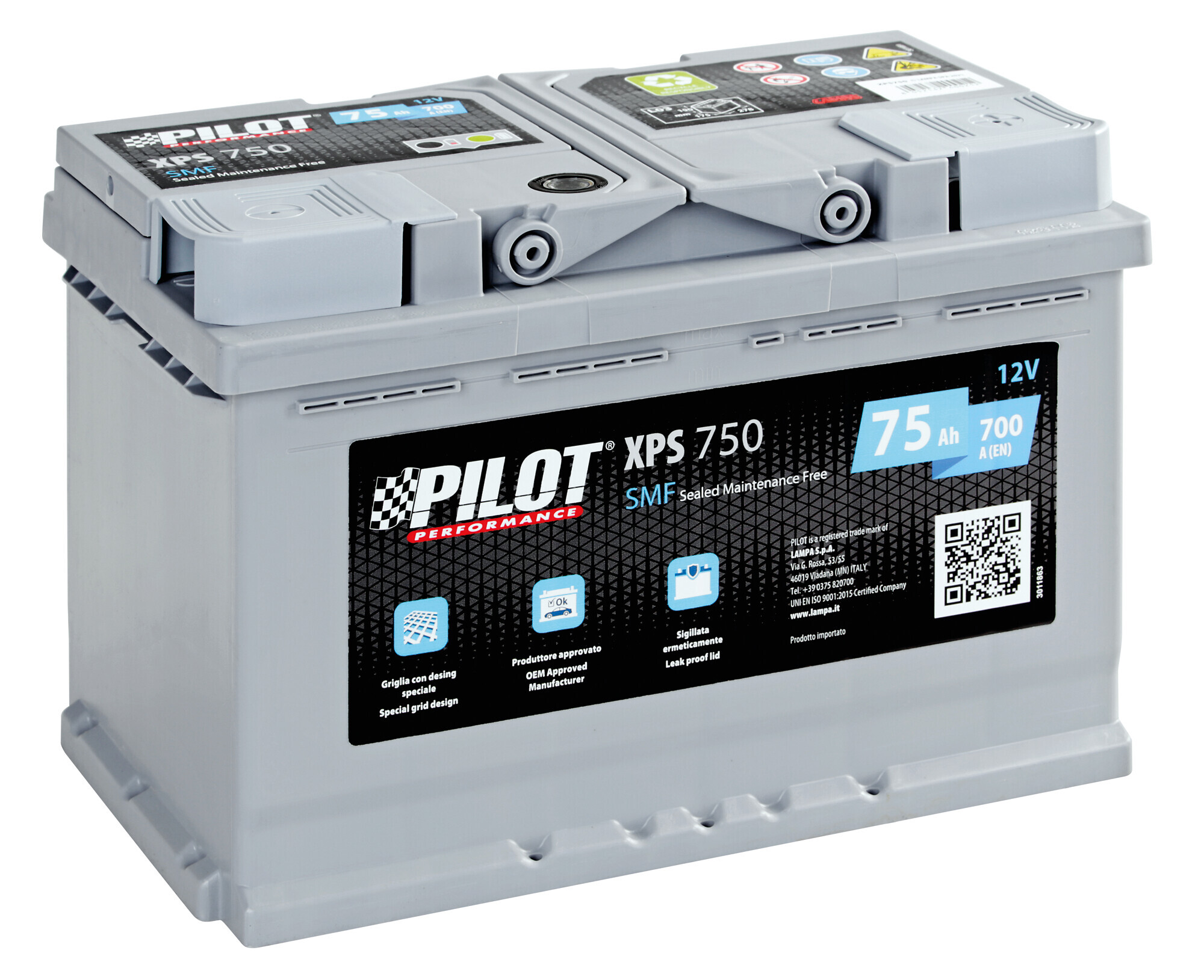 Batteria 12v - Pilot Smf - 75 Ah - 700 A - l3