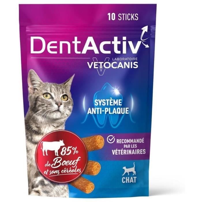 Dentactiv - 10 Stick - Vetocanis - Igiene Orale A Base Di Manzo Per Gatti