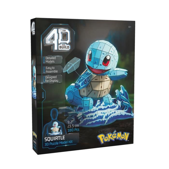 4d Build - Puzzle 3d - Pokémon Squirtle - 180 Pezzi - 24 Cm - Età 12