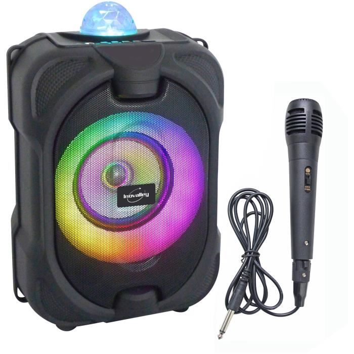 Altoparlante Luminoso Bluetooth Per Karaoke - Inovaalley - Dance Cube 44 - 150w - Microfono A Filo