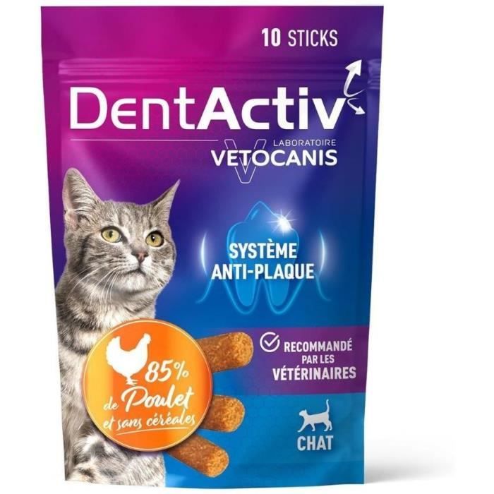 Dentactiv - 10 Stick - Vetocanis - Igiene Orale Al Pollo Per Gatti