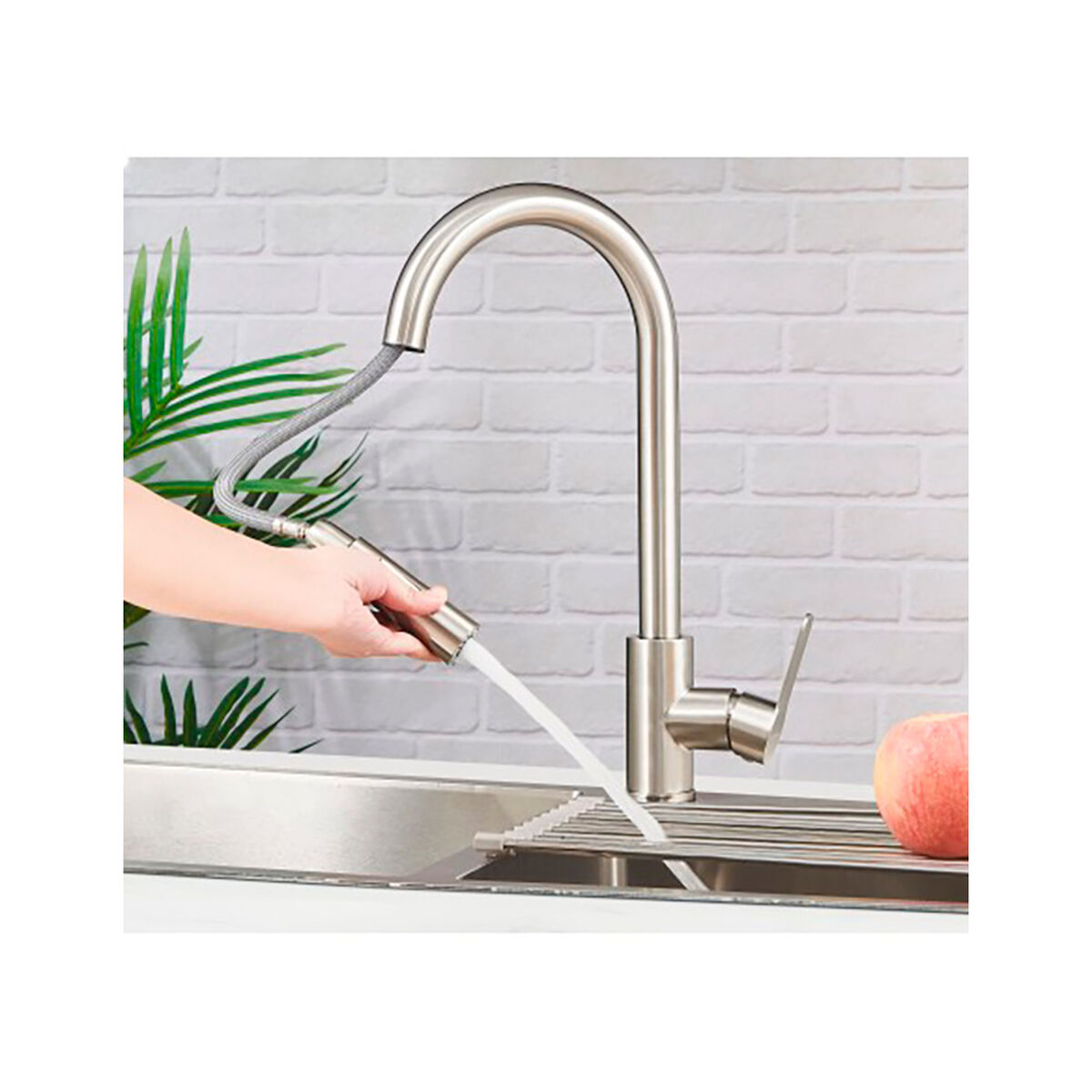 Rubinetto Monocomando Verhal Miño Argentato Acciaio Inossidabile Forma A C - Image 4