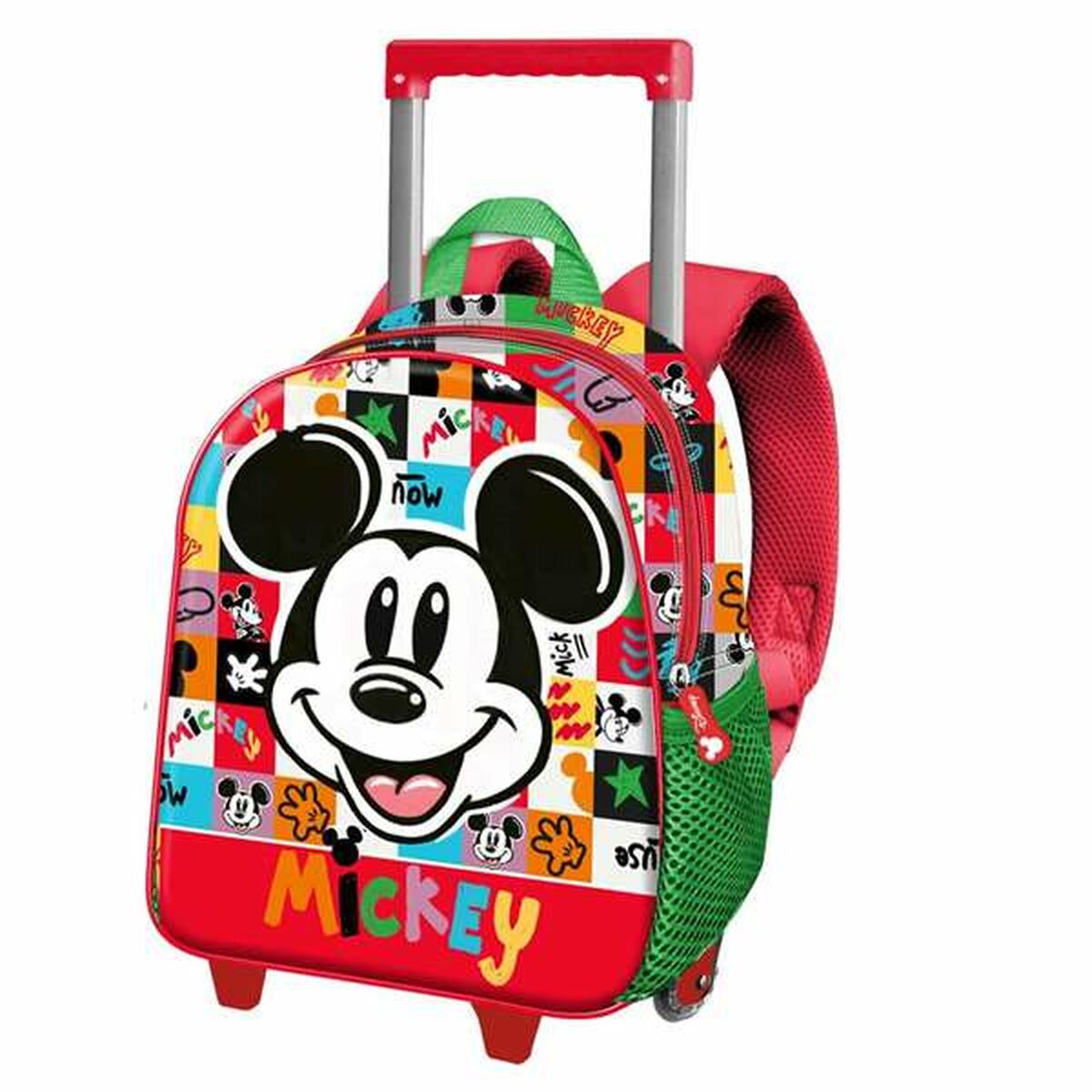 Trolley Per La Scuola Mickey Mouse Mood Rosso Verde 26 X 13 X 34 cm