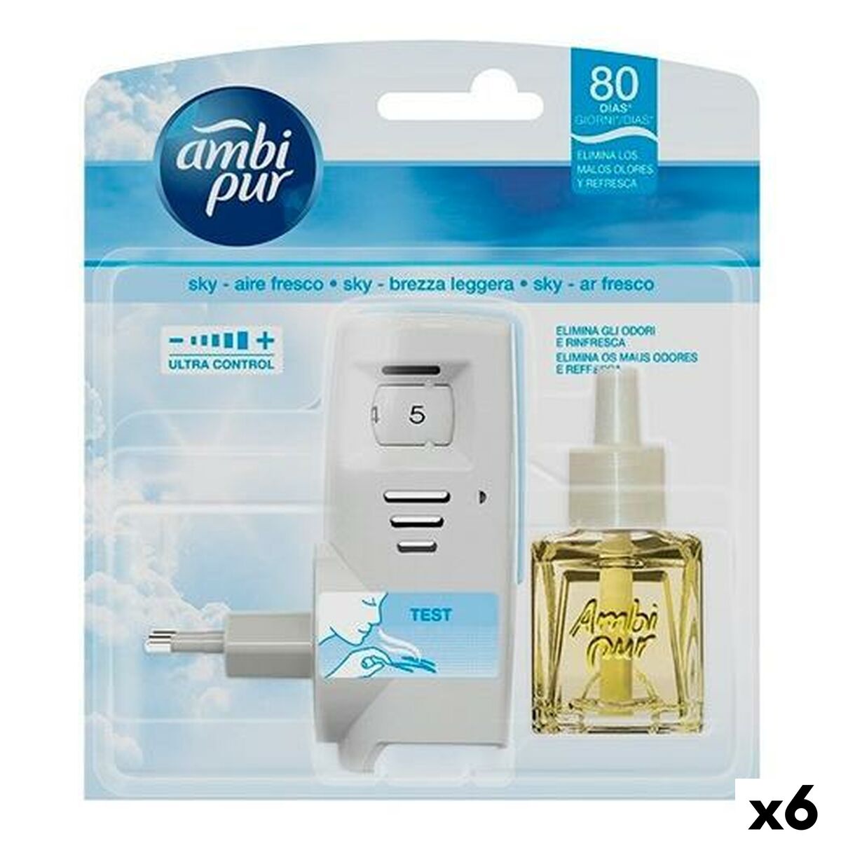 Diffusore Elettrico Per Ambienti Con Ricambio Ambi Pur Fresco 21 Ml (6 Unità)