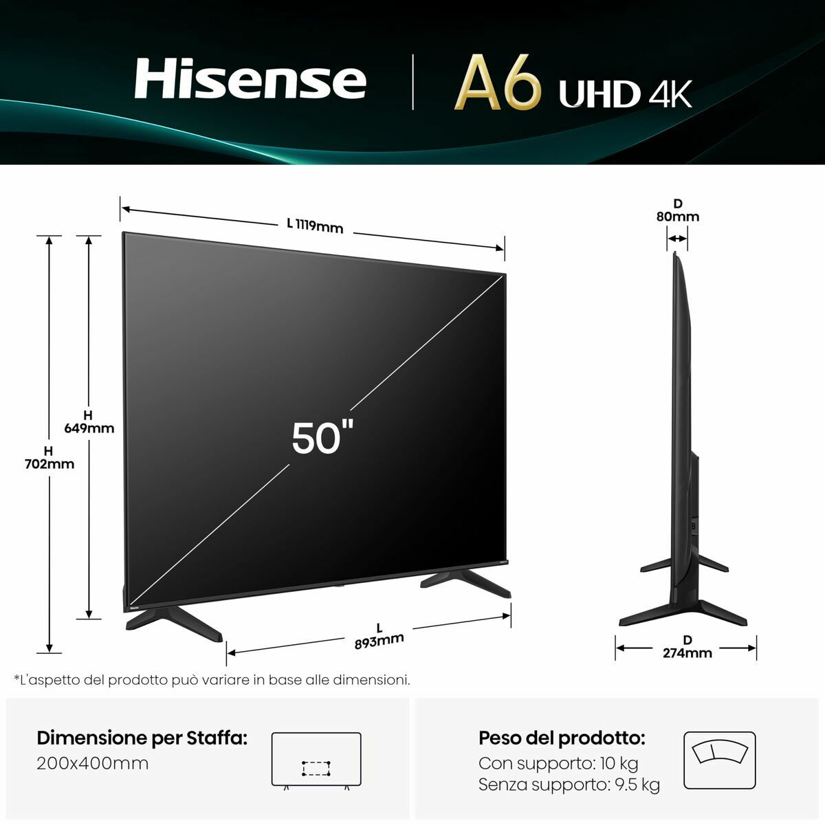 Smart Tv Hisense 50a6q 50 50" 4k Ultra Hd Led Hdr D-Led - Image 6