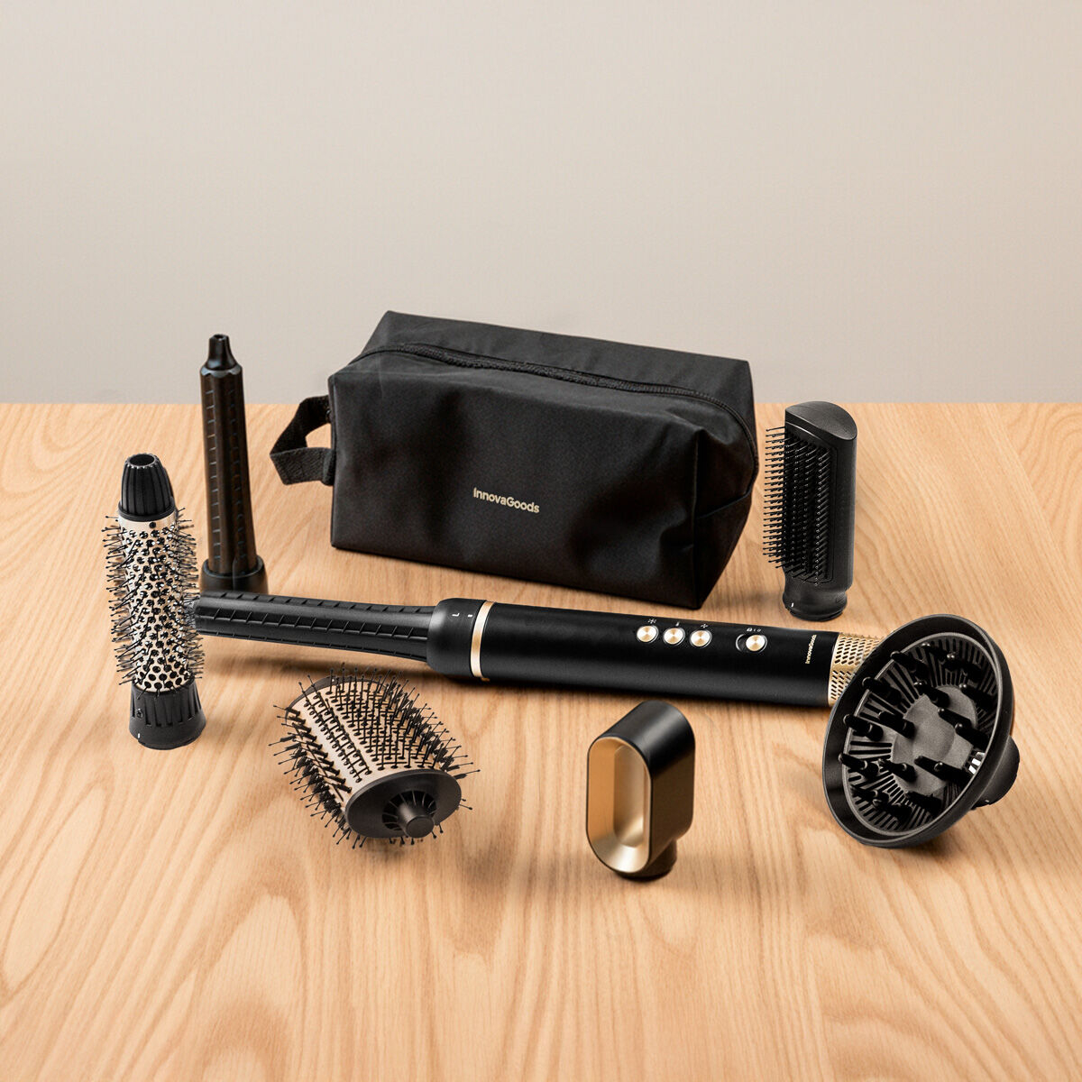 Spazzola Asciugacapelli E Modellante Multifunzionale Ionica Con Tecnologia Coanda E 7 Accessori Wavify Innovagoods