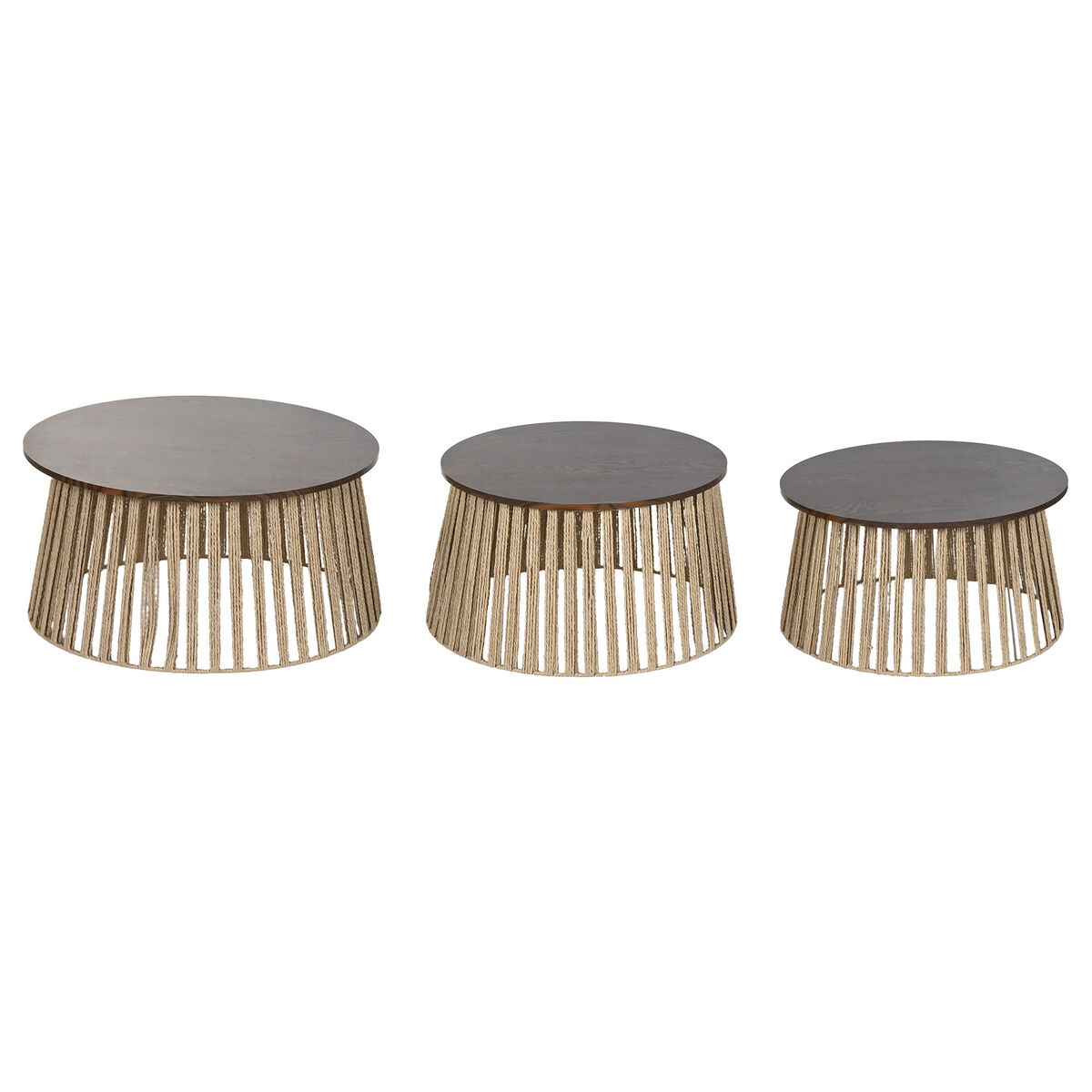 Set Di 3 Tavoli Home Esprit Marrone 66 X 66 X 34 Cm (3 Unità)