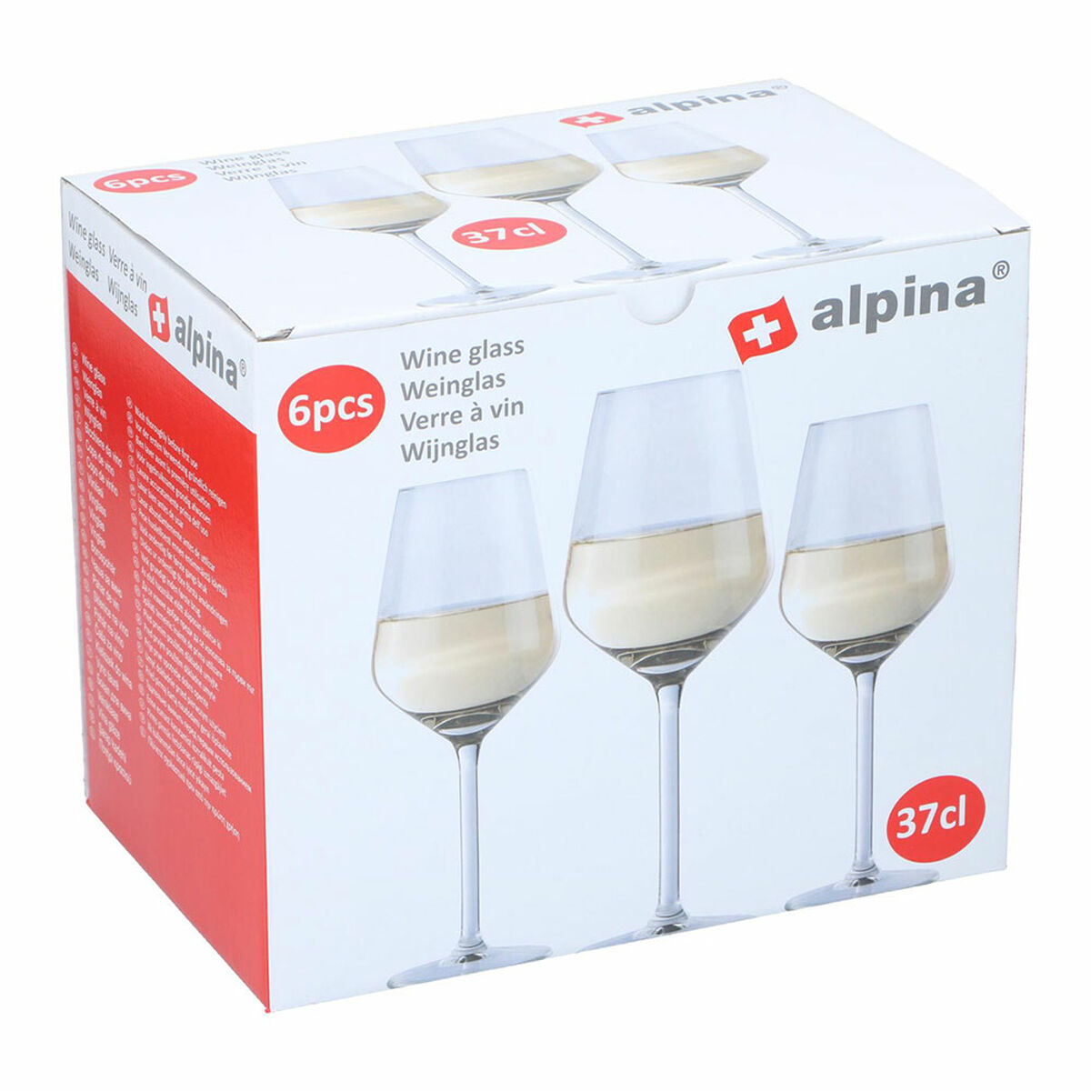 Set Di Bicchieri Da Vino Alpina Trasparente 370 Ml (6 Unità)