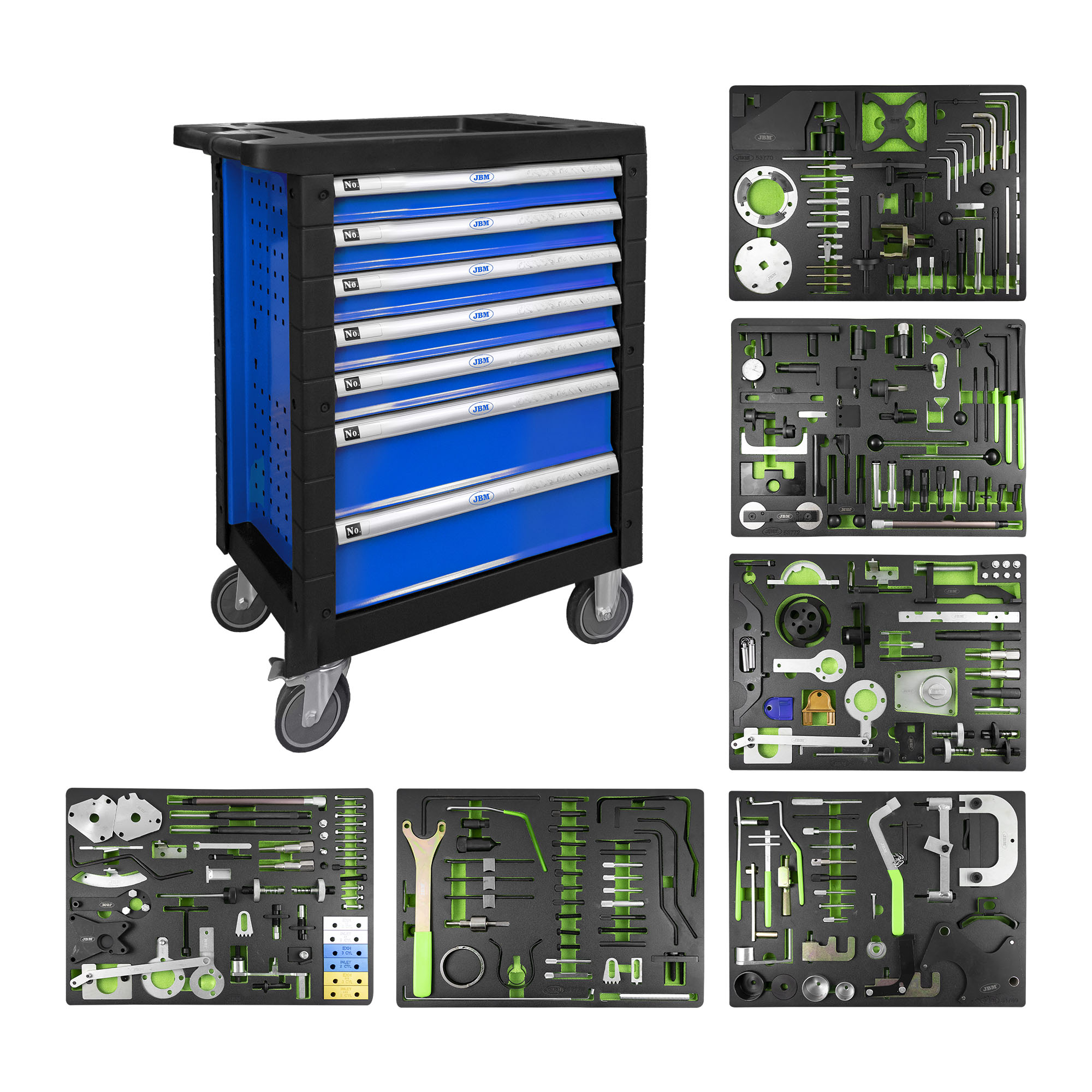 Carrello Blu 7 Cassetti Speciale Kit Di Messa In Fase