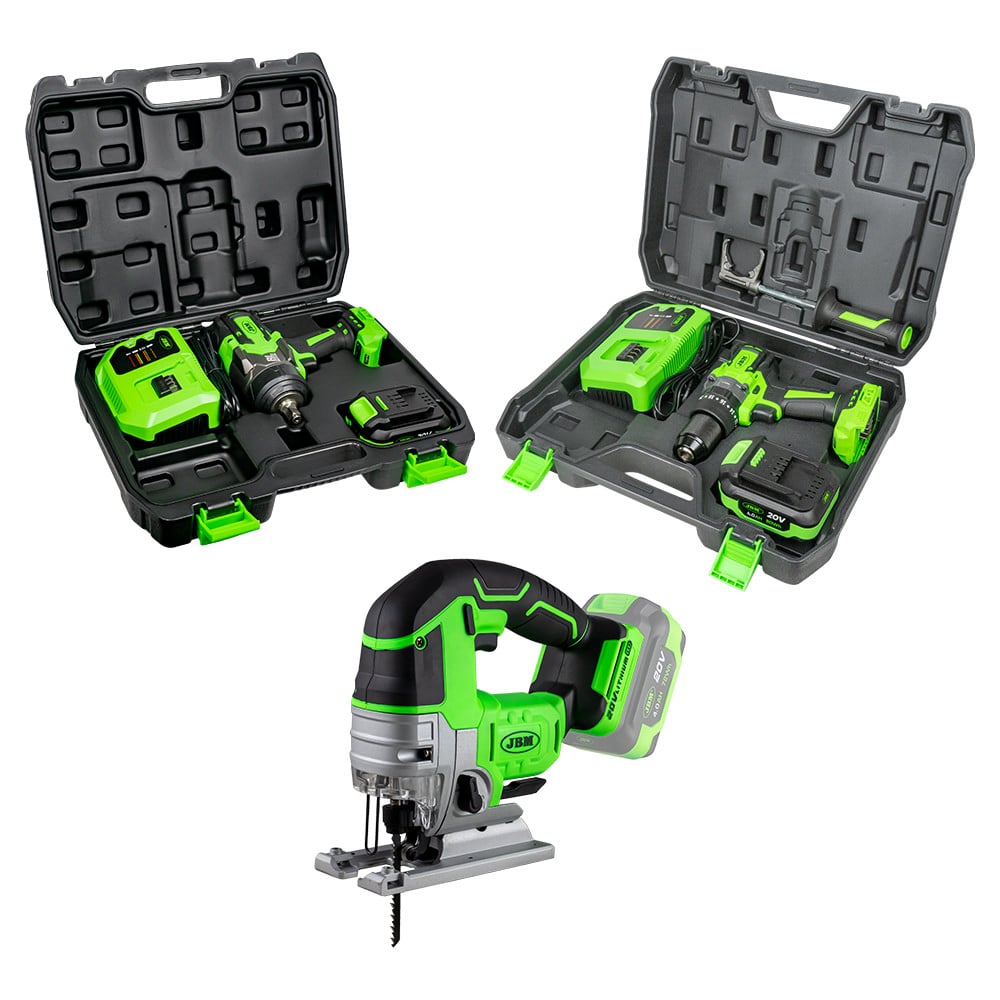 60047c Trapano A Batteria A 2 Velocità + 60044c Pistola Ad Impatto  da 1/2" + 60010 Sega A Gattuccio