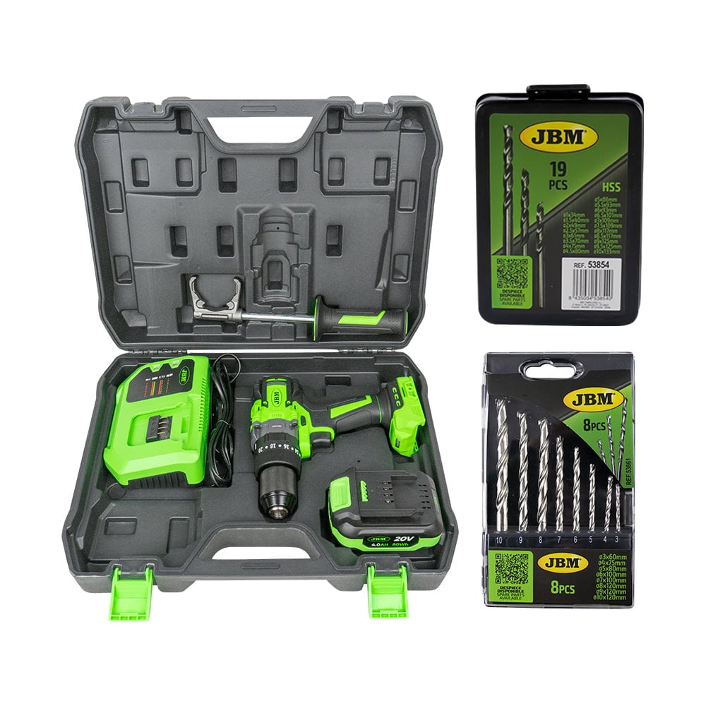 60047c Trapano A Batteria  + 53861 Set Di Punte Per Calcestruzzo + 53854 Set Di Punte Ad Elica