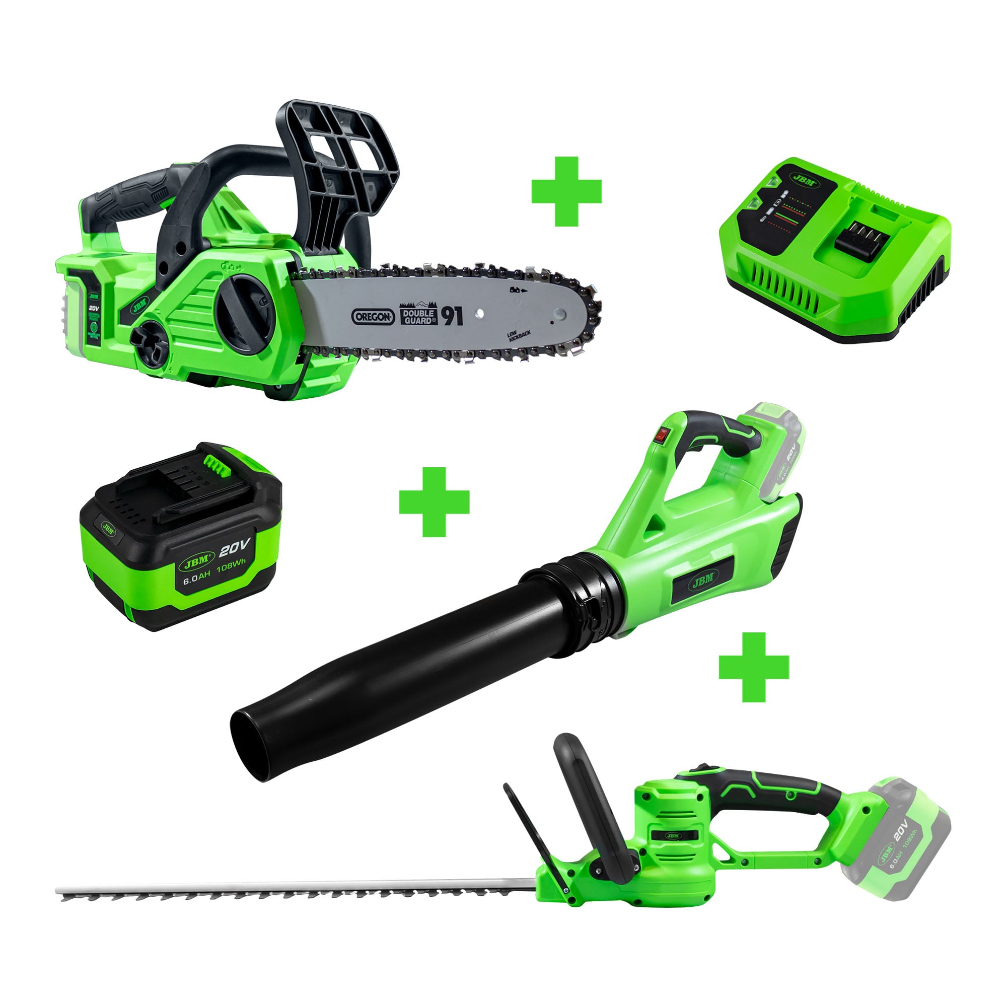 60029 Motosega  + 60030 Soffiatore + 60031 Tagliasiepi A Batteria  + 60015 + 60016