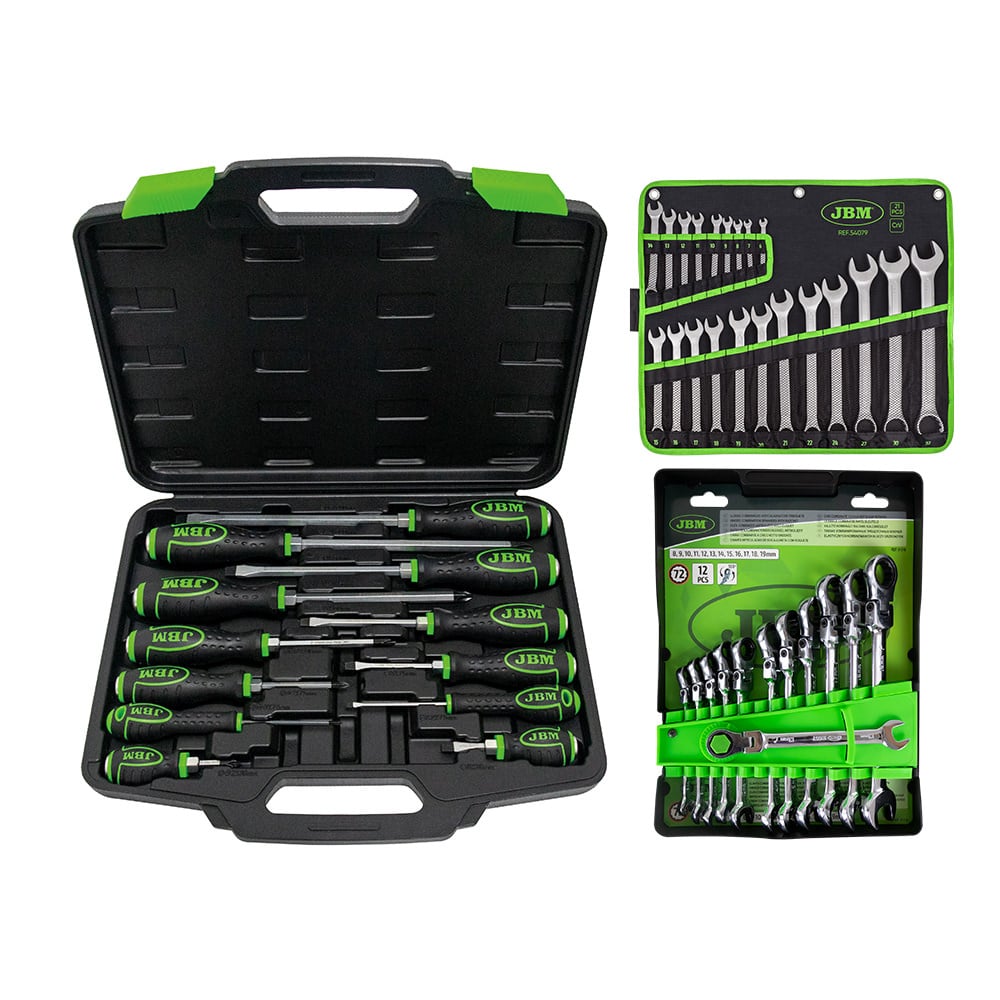 54126 12 Cacciaviti A Taglio Uso Scalpello+ 54079 21 Chiavi Combinate+ 51318 Combinate A Cricchetto