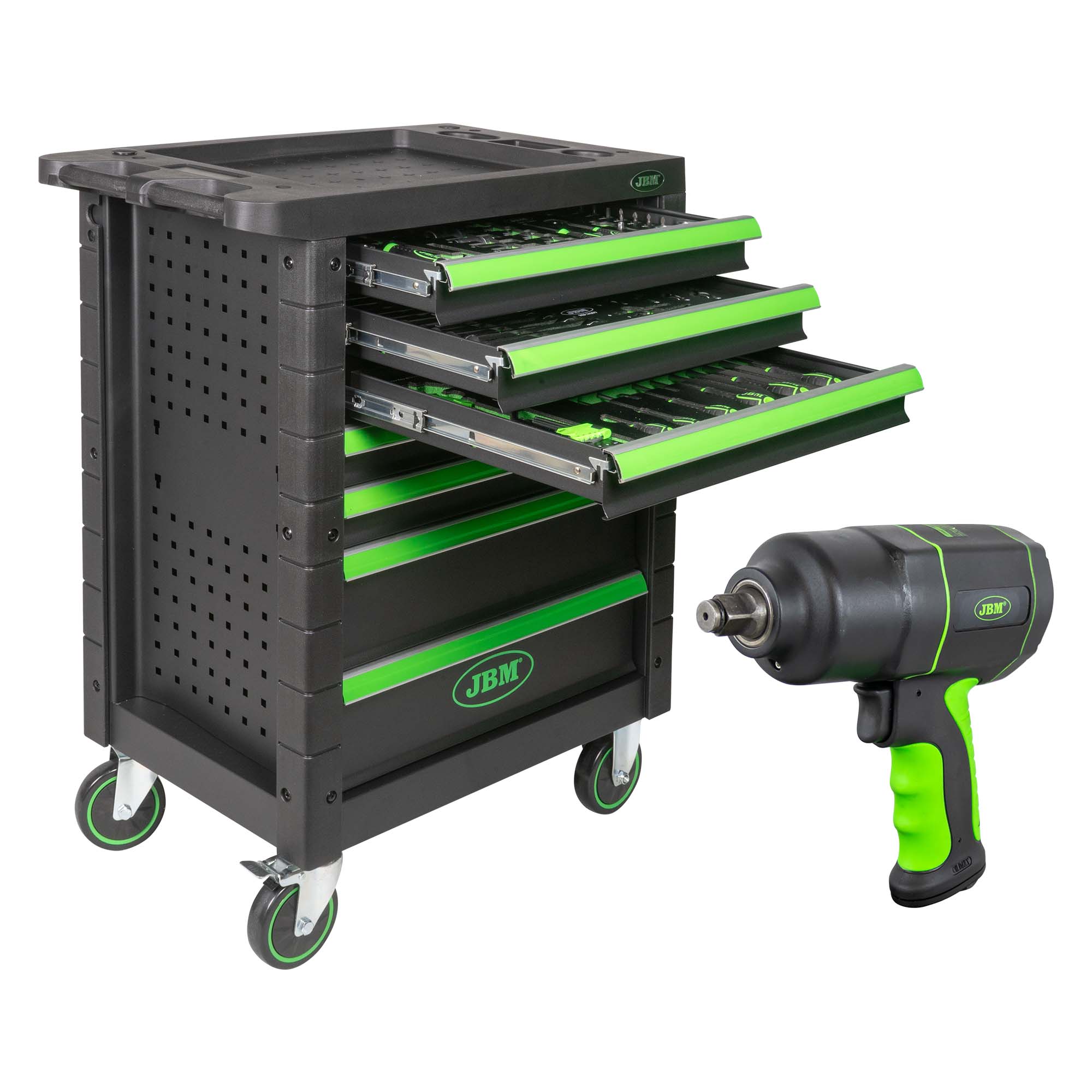 53608 Avvitatore Pneumatico Da 1/2" 1200nm + 53904 Carrello A 7 Cassetti