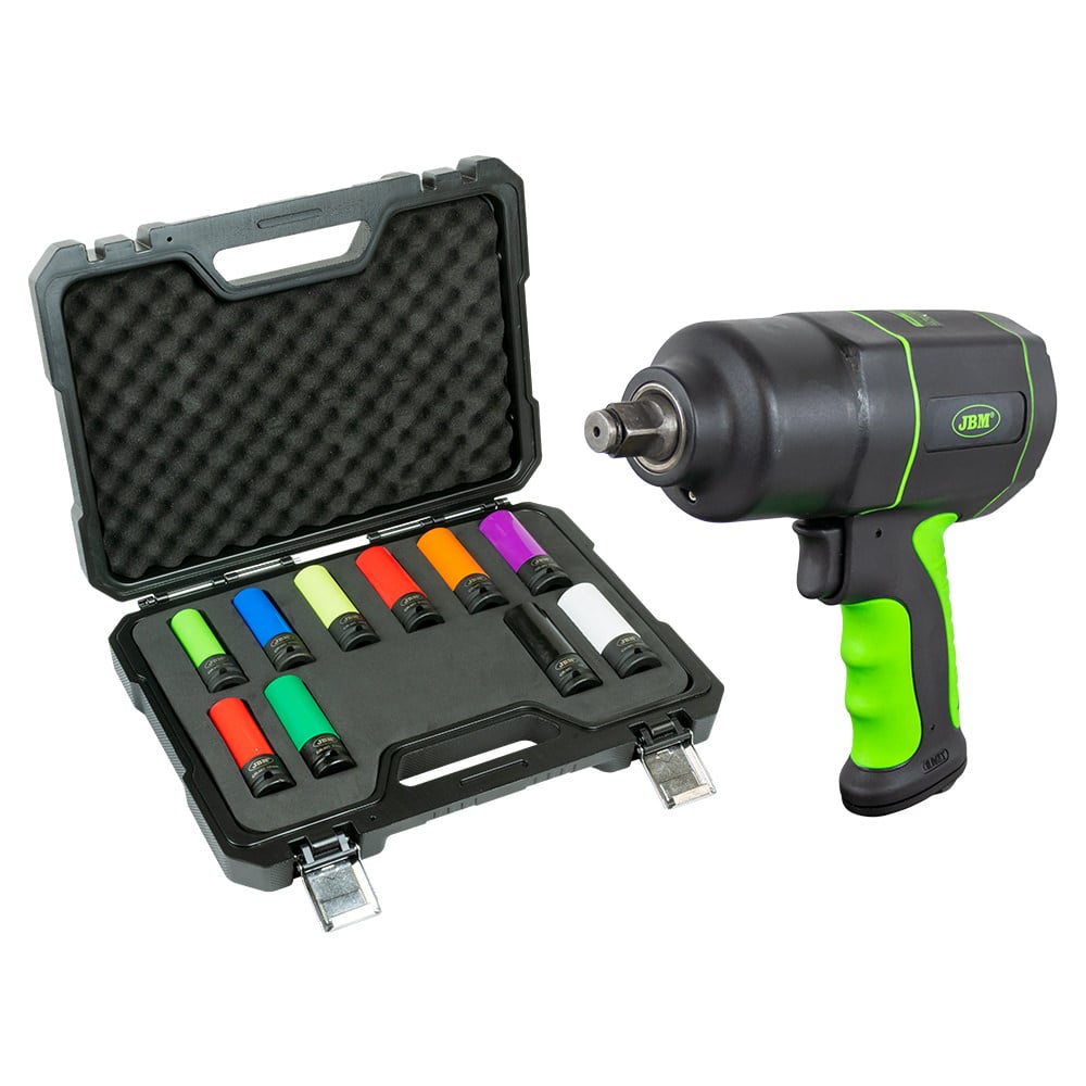 53988 Kit 10 Bussole Pneumatiche 1/2" + 53608 Avvitatore Pneumatico Da 1/2" 1200nm