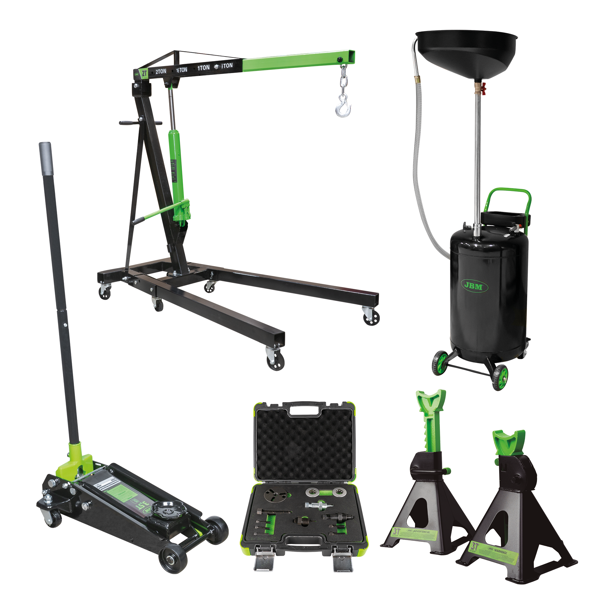 50831 Paranco Da 2t + 53779 Set Di 2 Cavalletti Da 3 Tonnellate + 50818 + 54523 + 53873