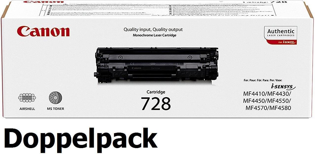 Canon Original Toner 728 Doppelpack Schwarz 2x 2.100 Seiten (3500b002) (op3500b002set)