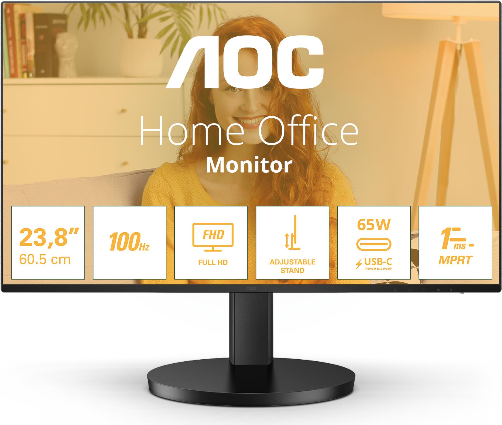 Aoc 24b3cf2 24" Ips Monitor 100hz 1920 X 1080 4ms 1x Hdmi/1x UsB-C/2x Usb 3.2 - 11 Cm - 24" - 3.0 - Usb Typ C [energieklasse E] (24b3cf2)