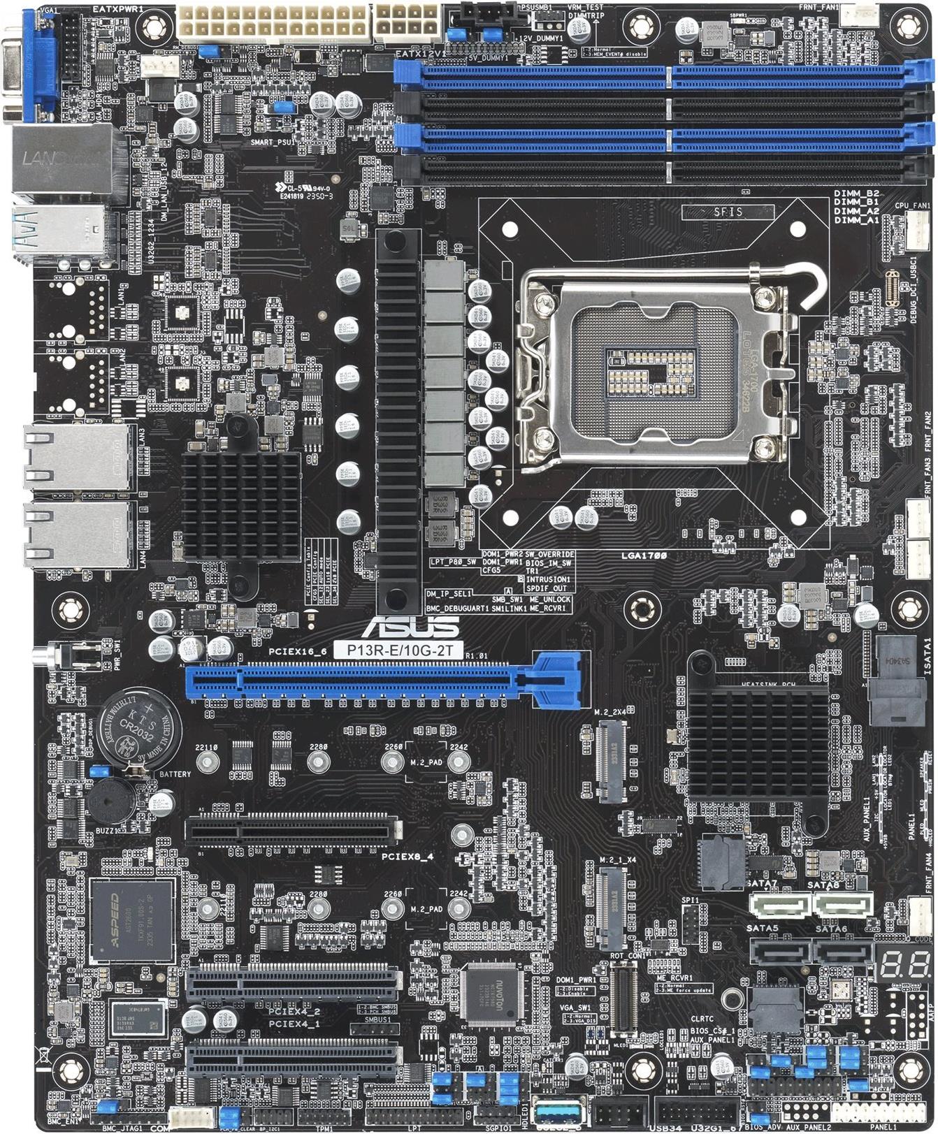 Asus P13R-E/10G-2t - Motherboard - Atx - Lga1700-Sockel - C266 Chipsatz - Usb 3,2 Gen 1, Usb 3,2 Gen 2 - 10 Gigabit Lan - OnboarD-Grafik (90sb0cy0-m0