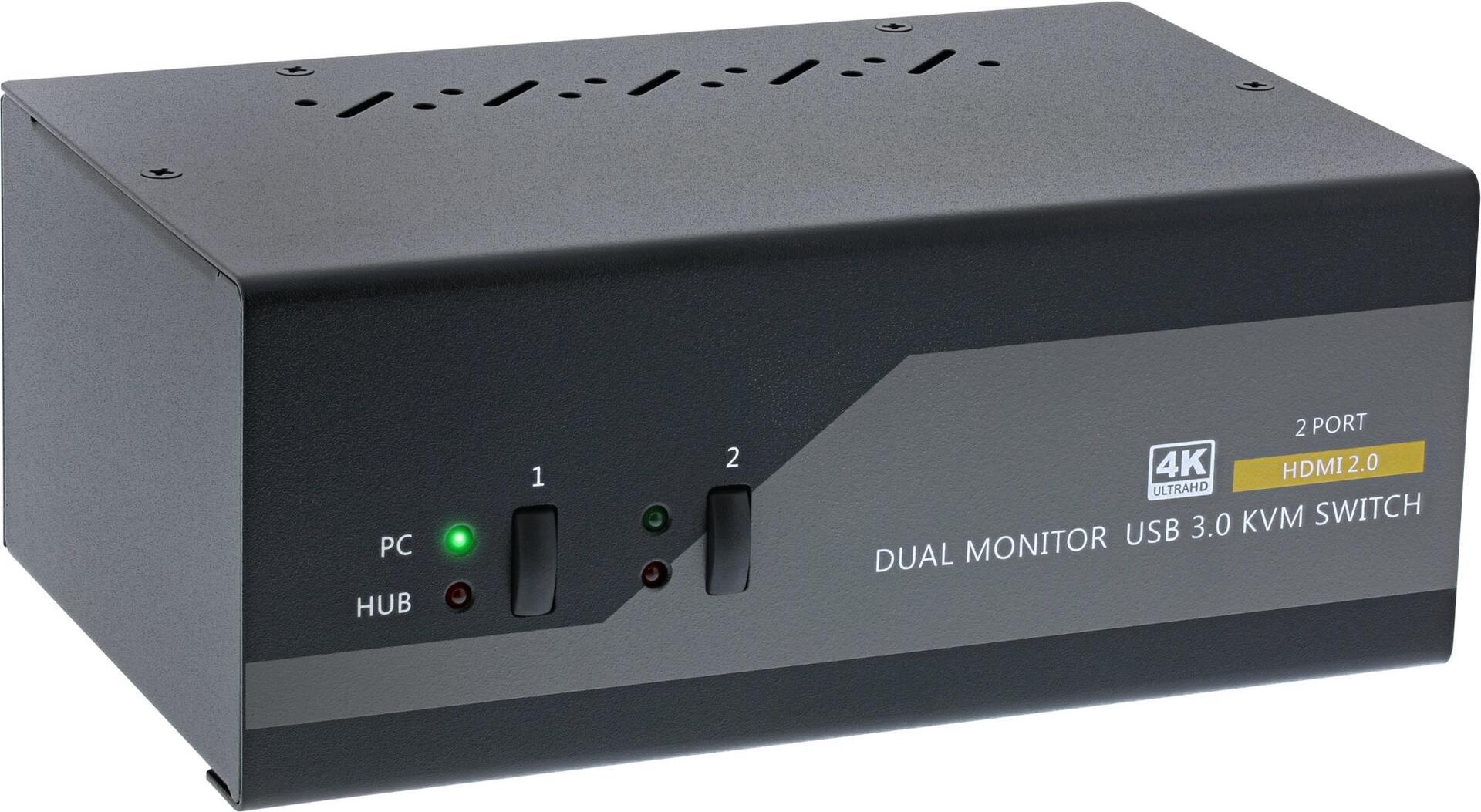 Inline Kvm Desktop Switch - 2-Fach - Dual Monitor - Hdmi - 4k - Usb 3.0 - Audio (62652i)