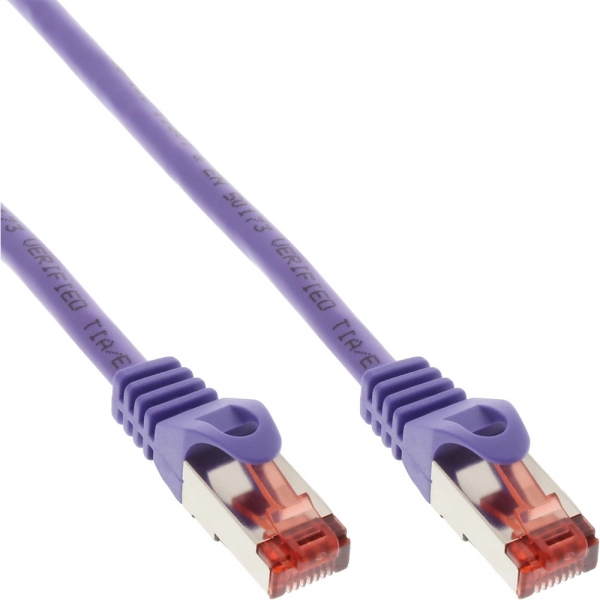 Cavo Patch Inline - S/ftp (pimf) - Cat.6 - 250 Mhz - Pvc - Rame - Viola - 0,25 M