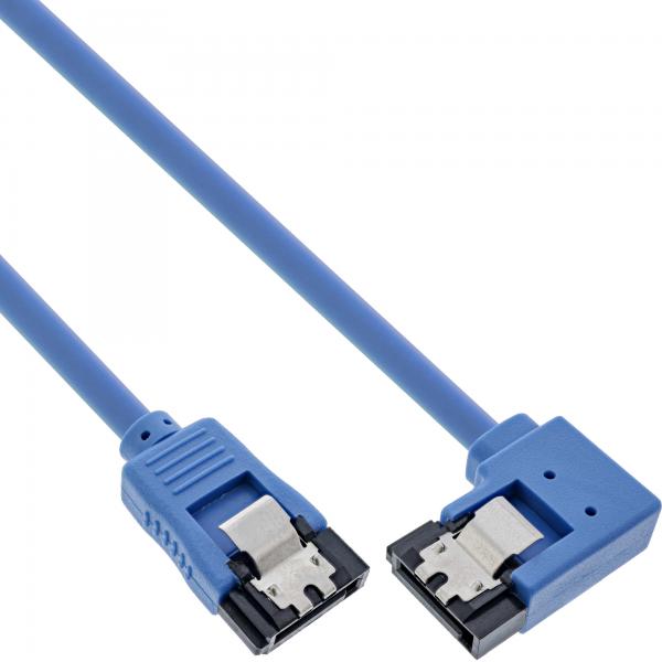 Cavo Di Collegamento Inline Sata 6gb/s Rotondo - Diverso Destra - Blu - Con Linguetta - 0,3 M