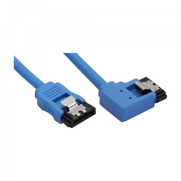 Cavo Di Collegamento Inline Sata 6gb/s Rotondo - Diverso Sinistra - Blu - Con Linguetta - 0,5 M