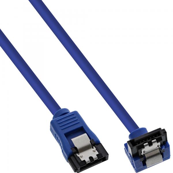Cavo Di Collegamento Inline Sata 6gb/s Rotondo - Angolato - Blu - Con Linguetta - 0,15 M