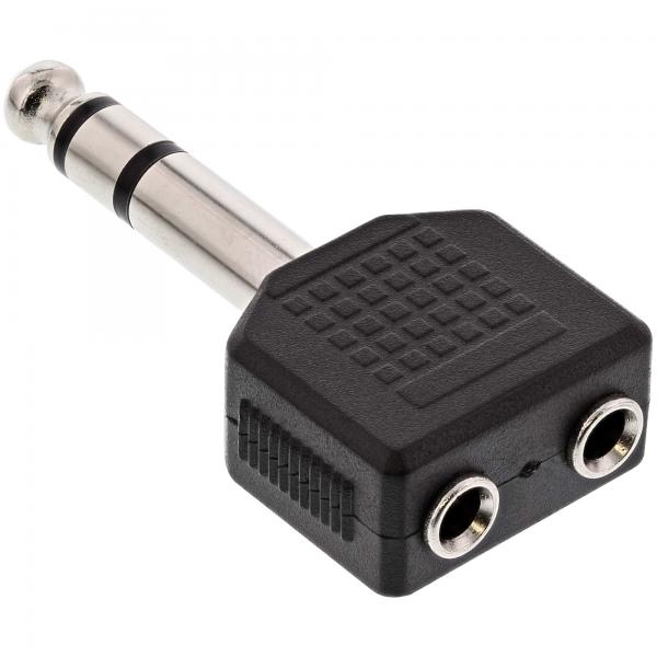 Adattatore Audio Inline Stereo: Spina Jack Da 6,3 Mm A 2 Prese Jack Da 3,5 mm