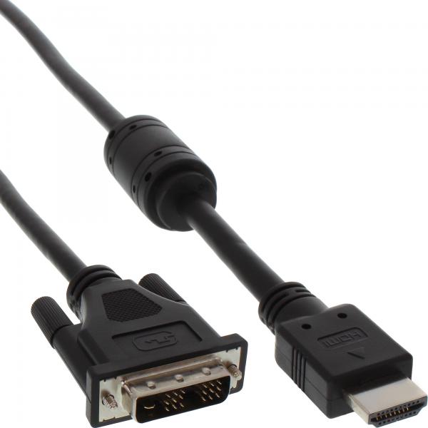 Cavo Adattatore HdmI-Dvi Inline - 19 Pin Maschio A 18+1 Maschio - Con Ferrite - 3 M