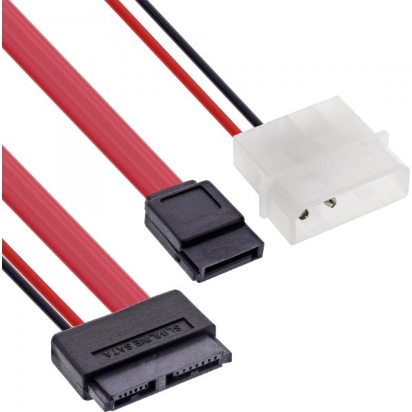 Inline Slimline Sata Kabel - Slimline Sata St 13pol. (7+6) Zu Sata + Strom - 0,4m