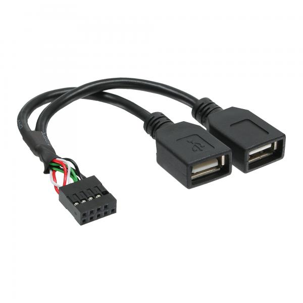 Inline Usb 2.0 Adapterkabel - 2x Buchse A Auf Pfostenanschluss