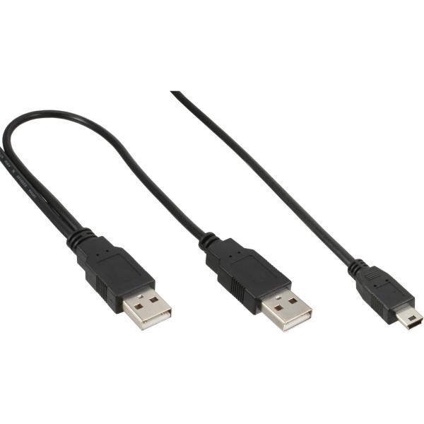 Cavo Usb MinI-Y Inline - 2x Connettore A Su Connettore MinI-B (5 Pin) - 1,5 M