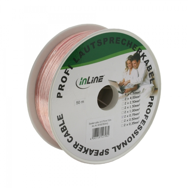 Cavo Per Altoparlanti Inline - 2x 0,75 Mm² - Cca - Trasparente - 50 M