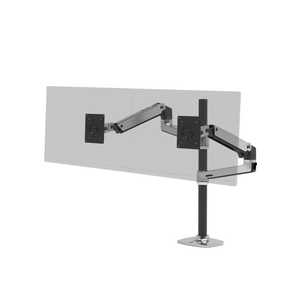 Ergotron Lx - Kit Di Montaggio (braccio Doppio, Colonna Alta) - Per 2 Display Lcd - Alluminio, Acciaio - Alluminio Lucidato Con Accenti Neri - Dimens