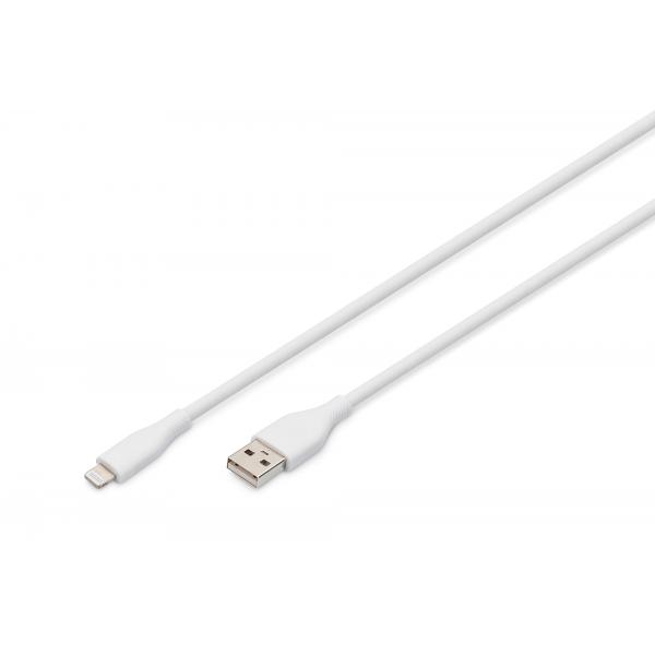Cavo Di Collegamento In Silicone Lightning Digitus, UsB-A - Lightning 1 M, Bianco