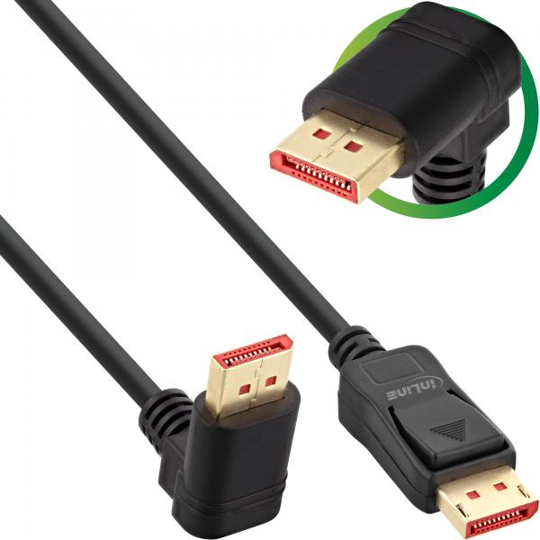 Cavo Inline Displayport 1.4 - 8k4k - Angolato Verso L'alto - Nero/oro - 3 M