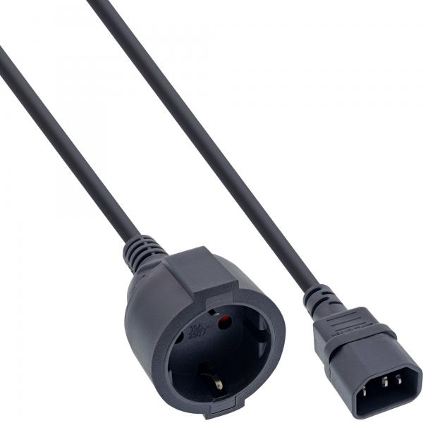 Cavo Adattatore Di Rete Inline - Apparecchi Freddi C14 Su Presa Con Contatto Di Protezione - 1 M