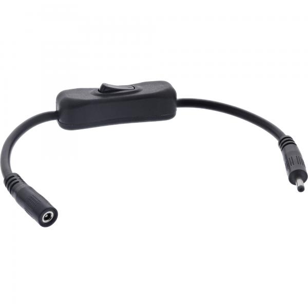Cavo Cc Inline Con Interruttore - Dc St/bu 3,5x1,35 Mm - Awg 18 - Nero - 0,20 M