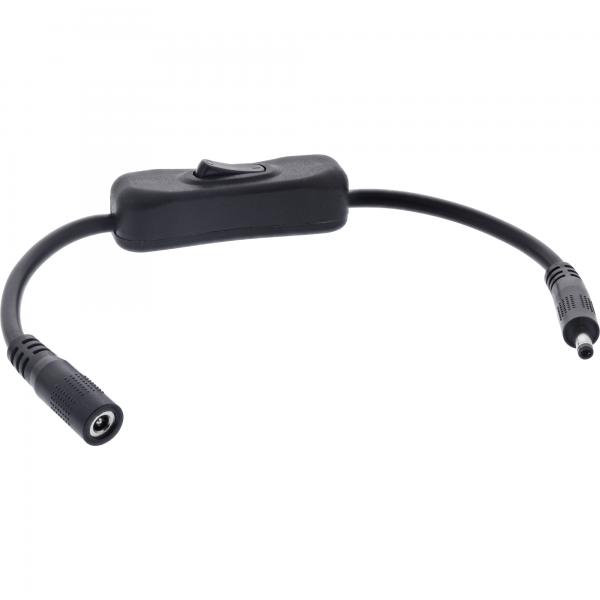 Cavo Cc Inline Con Interruttore - Dc St/bu 4,0x1,7 Mm - Awg 18 - Nero - 0,20 M